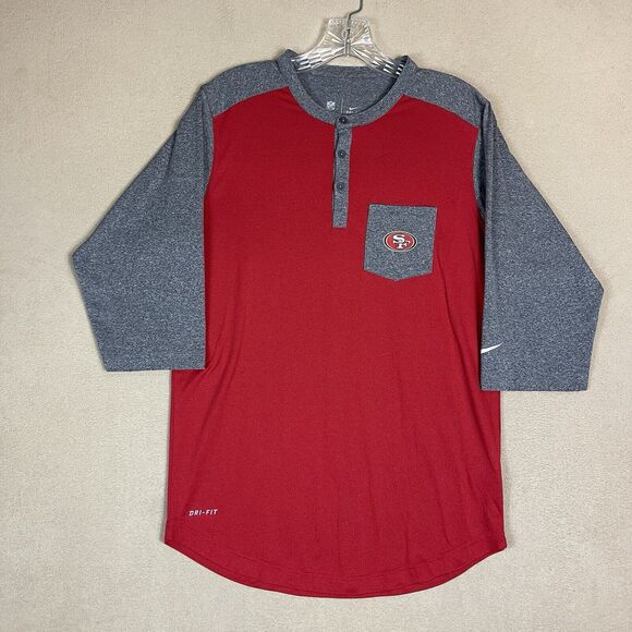 Nike Shirt Mens Small Multicolor Raglan San Francisco 49ers NFL 3/4 Sleeve‎ Tee - Picture 1 of 12